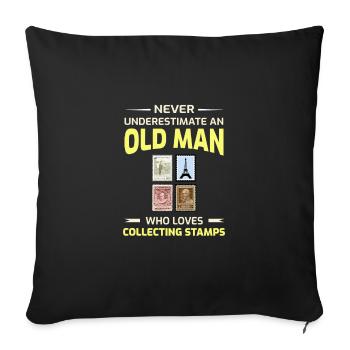 Stamp Collecting Collector Dad Grandpa Fathers Day - Sofa pillowcase 17,3'' x 17,3'' (45 x 45 cm) - black - Front