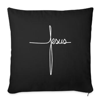 Jésus religion christianisme dieu père croix - Housse de coussin décorative 45 x 45 cm - noir - Devant
