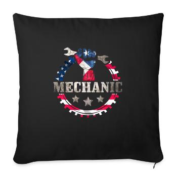 Mécanicien USA - Housse de coussin décorative 45 x 45 cm - noir - Devant
