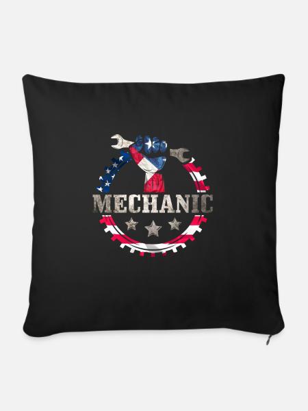 Mechaniker USA - Sofakissenbezug 45 x 45 cm - Schwarz