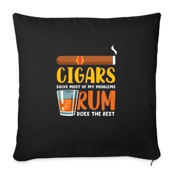 Cigares Rhum Scotch Bourbon - Housse de coussin décorative 45 x 45 cm - noir - Devant