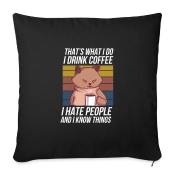Cool Café Amateur Chat Blague Matin Grouch - Housse de coussin décorative 45 x 45 cm - noir - Devant