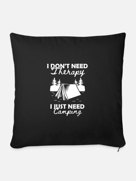 Camping Therapy - Sofakissenbezug 45 x 45 cm - Schwarz