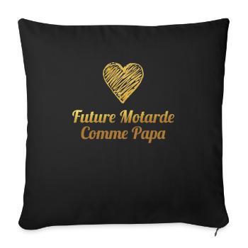 Future motarde comme papa coeur doré bébé fille - Housse de coussin décorative 45 x 45 cm - noir - Devant