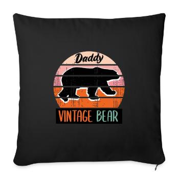 Daddy Vintage Bear, Papa Bear - Housse de coussin décorative 45 x 45 cm - noir - Devant