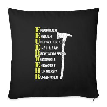 Feuerwehrhelden – Die wahren Alltagsretter - Sofakissenbezug 45 x 45 cm - Schwarz - Vorne
