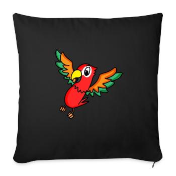 perroquet - Housse de coussin décorative 45 x 45 cm - noir - Devant