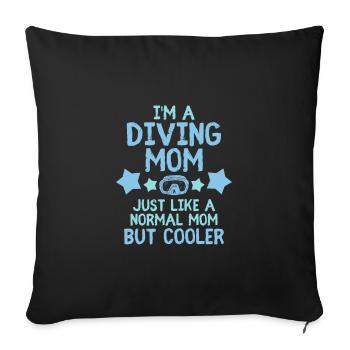 Diving Mom Plongeur Mère Scuba - Housse de coussin décorative 45 x 45 cm - noir - Devant