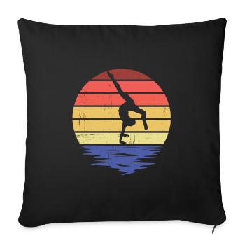 Gymnastique - Gymnastique Rétro Silhoutte - Gymnaste - Housse de coussin décorative 45 x 45 cm - noir - Devant