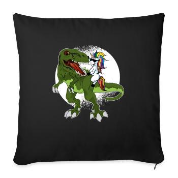 Dino Tyrannosaurus Rex with unicorn unicorn - Sofa pillowcase 17,3'' x 17,3'' (45 x 45 cm) - black - Front