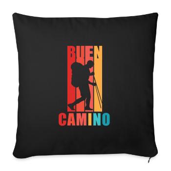 Buen Camino Men as Pilgrims on the Way of St. James - Sofa pillowcase 17,3'' x 17,3'' (45 x 45 cm) - black - Front