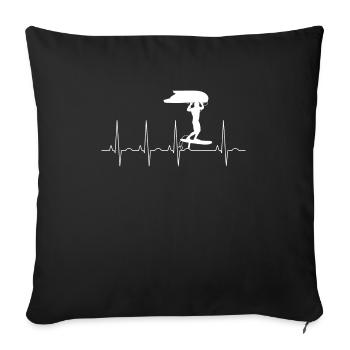 Wingfoilen heartbeat - Sofa pillowcase 17,3'' x 17,3'' (45 x 45 cm) - black - Front