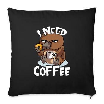 Tired platypus says I need coffee now - Sofa pillowcase 17,3'' x 17,3'' (45 x 45 cm) - black - Front