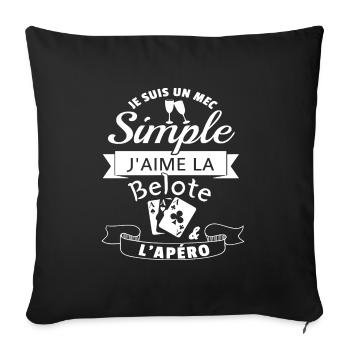 J´aime la belote et l apéro cadeau - Housse de coussin décorative 45 x 45 cm - noir - Devant