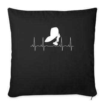 Wingfoil Fréquence cardiaque - Housse de coussin décorative 45 x 45 cm - noir - Devant