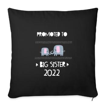Big Sister 2022 Elefant for Pregnancy Announcement - Sofa pillowcase 17,3'' x 17,3'' (45 x 45 cm) - black - Front