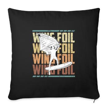 Wing Foil Wing Surf Saying Logo Lettering - Sofa pillowcase 17,3'' x 17,3'' (45 x 45 cm) - black - Front