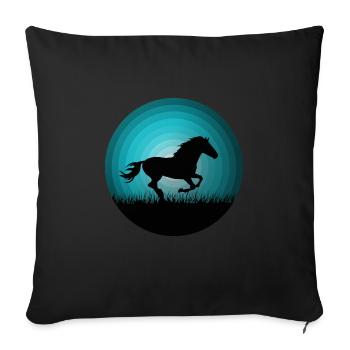 cheval chevaux coeur équitation filles femmes cadeau - Housse de coussin décorative 45 x 45 cm - noir - Devant