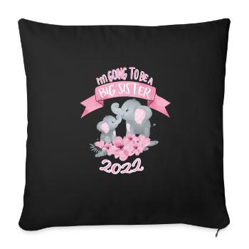 Promoted to Big Sister 2022 - Sofa pillowcase 17,3'' x 17,3'' (45 x 45 cm) - black - Front