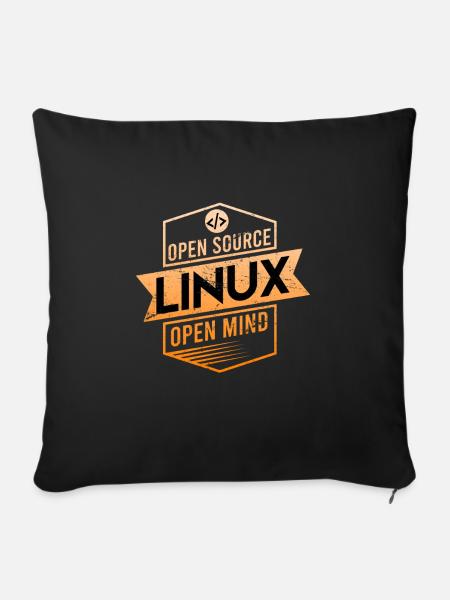 Linux Open Source Open Mind Betriebssystem - Sofakissenbezug 45 x 45 cm - Schwarz