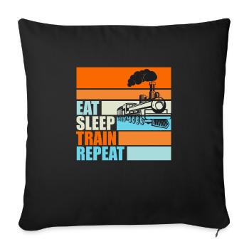 Cheminots vintage hommes cadeau Eat Sleep - Housse de coussin décorative 45 x 45 cm - noir - Devant
