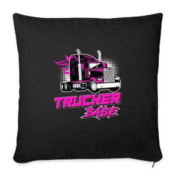 Trucker Babe LKW-Fahrerin Truck Fahrerin Geschenk - Sofakissenbezug 45 x 45 cm - Schwarz - Vorne