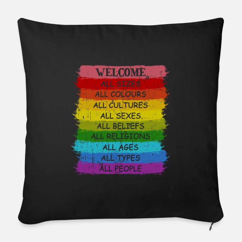 Regenbogen Pride LGBT Toleranz Liebe Gewinnt - Sofakissenbezug 45 x 45 cm - Schwarz