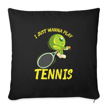 Jeu de tennis amusant Balle de tennis enfants - Housse de coussin décorative 45 x 45 cm - noir - Devant