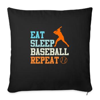 Baseball sort Baseball Logo Eat Sleep Baseball - Housse de coussin décorative 45 x 45 cm - noir - Devant