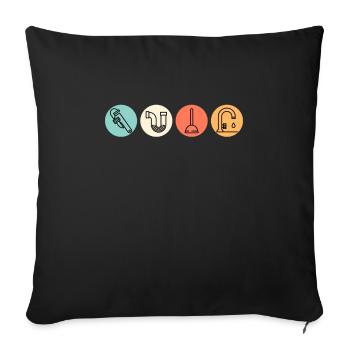 Plant mechanic Plumber heating manufacturer Retro - Sofa pillowcase 17,3'' x 17,3'' (45 x 45 cm) - black - Front