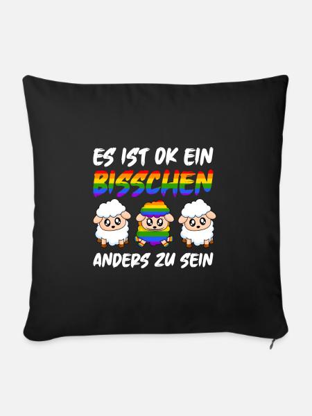 Regebogen Schaf der Famile LGBT Pride Gay Schwul - Sofakissenbezug 45 x 45 cm - Schwarz