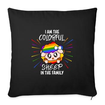 I'm the colorful sheep in the LGBT family - Sofa pillowcase 17,3'' x 17,3'' (45 x 45 cm) - black - Front