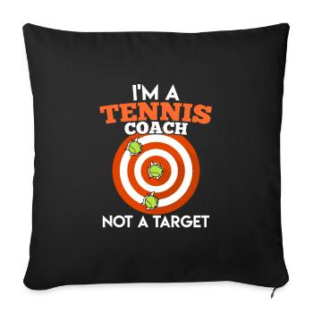 Entraîneur de tennis et pas cible cible - Housse de coussin décorative 45 x 45 cm - noir - Devant
