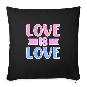 Homosexuell Bi Bisexuell Spruch Love is Love - Sofakissenbezug 45 x 45 cm - Schwarz - Vorne