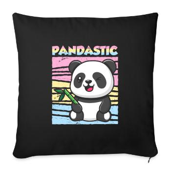 Panda Spruch Pandastic Pansexuell Geschenk - Sofakissenbezug 45 x 45 cm - Schwarz - Vorne