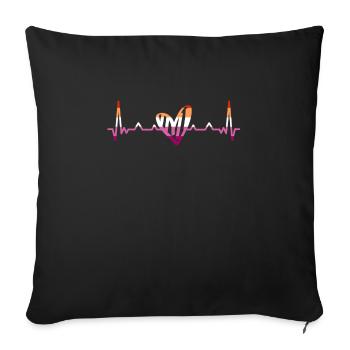 Lesbiennes Lesbiennes Lesbiennes Pride LGBT Pride Battement de cœur - Housse de coussin décorative 45 x 45 cm - noir - Devant