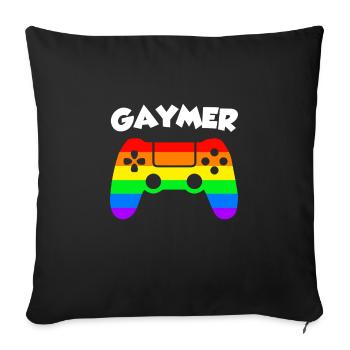 LGBT Pride sort Gaymer Gay Gamer blague amusant CSD - Housse de coussin décorative 45 x 45 cm - noir - Devant