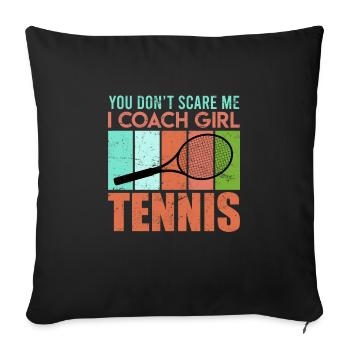 Entraîneur de tennis amusant jeu de tennis sort coach blague - Housse de coussin décorative 45 x 45 cm - noir - Devant