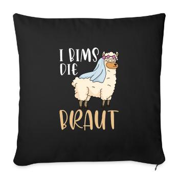 Lama Alpaka Spruch I bims die Braut - Sofakissenbezug 45 x 45 cm - Schwarz - Vorne