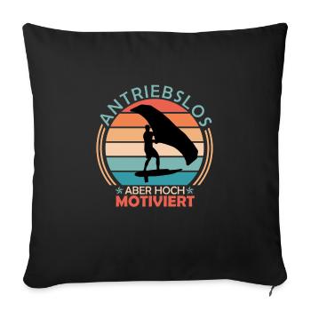 Wing Surf Geschenk Spruch Wing Foiler Surfer - Sofakissenbezug 45 x 45 cm - Schwarz - Vorne