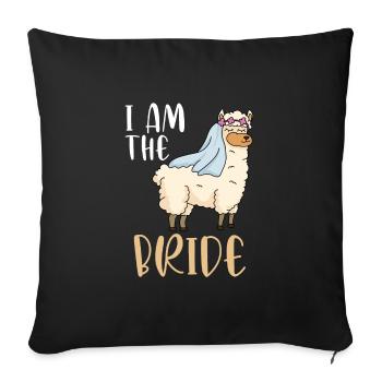 Célibataire JGA Party I bims la mariée Lama - Housse de coussin décorative 45 x 45 cm - noir - Devant
