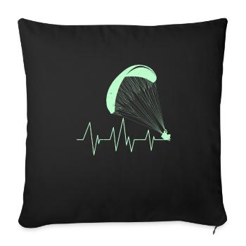 Gleitschirm Herzschlag Paraglider Herz - Sofakissenbezug 45 x 45 cm - Schwarz - Vorne