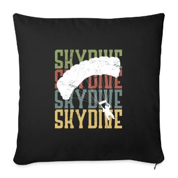 Parachutiste motif Skydive Skydiver - Housse de coussin décorative 45 x 45 cm - noir - Devant