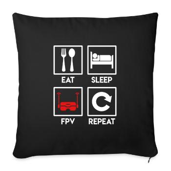 Quadrocopter Spruch Eat Sleep FPV Repeat Drone - Housse de coussin décorative 45 x 45 cm - noir - Devant