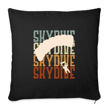 Skydiver Vintage Logo Parachutiste Retro - Housse de coussin décorative 45 x 45 cm - noir - Devant