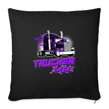 LKW-Fahrerin Trucker Babe Spruch LKW Truck - Sofakissenbezug 45 x 45 cm - Schwarz - Vorne
