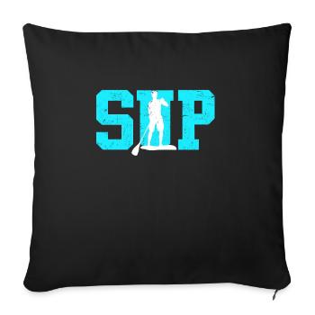 SUP stand up paddle lettrage logo paddle - Housse de coussin décorative 45 x 45 cm - noir - Devant