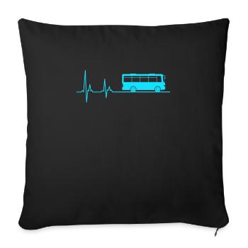 Bus Geschenk Busfahrer Herzschlag Herzlinie - Sofa pillowcase 17,3'' x 17,3'' (45 x 45 cm) - black - Front