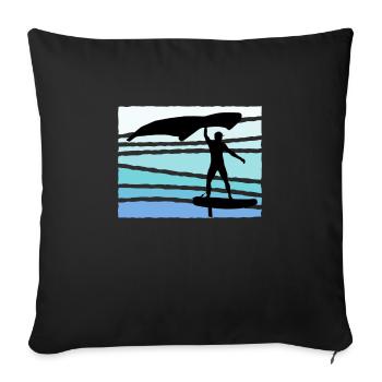 Wing Foil Wing Surfer Surfer Foiler Geschenk - Sofakissenbezug 45 x 45 cm - Schwarz - Vorne