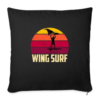 Retro Wing Surf Wing Foil Geschenk Foil Surf - Sofa pillowcase 17,3'' x 17,3'' (45 x 45 cm) - black - Front
